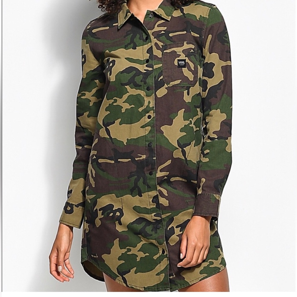 Vans Camo Button Up Shirt Dress